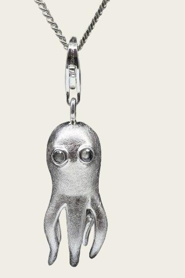 Zilveren Octopus mat hanger en/of bedel