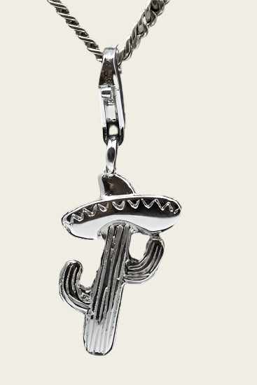Zilveren Cactus met sombrero hanger en/of bedel