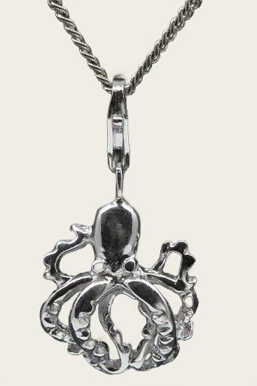 Zilveren Octopus hanger en/of bedel