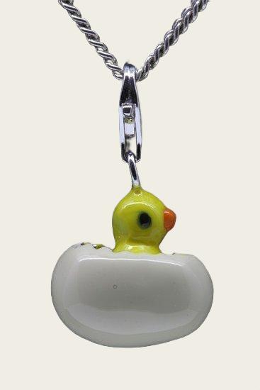 Silver Chick in white cap pendant and/or charm