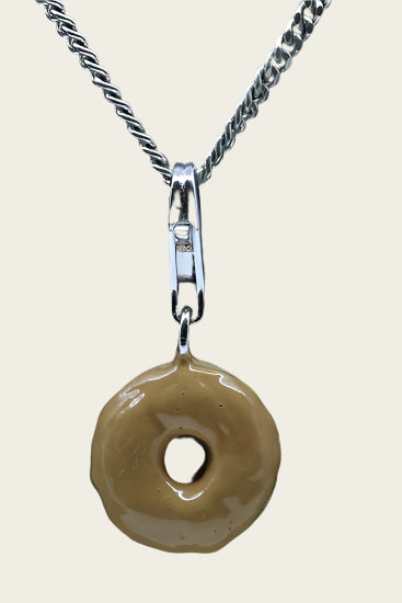 Zilveren Donut caramel hanger en/of bedel