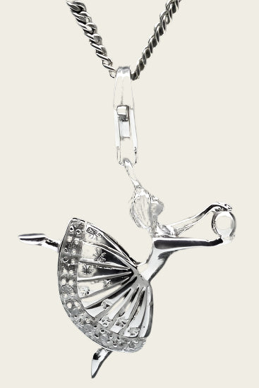 Zilveren Ballerina hanger en/of bedel