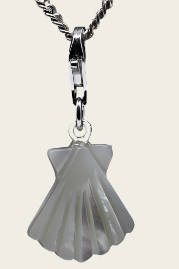 Zilveren Mossel 2 parelmoer hanger en/of bedel
