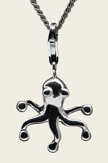 Zilveren Octopus glad hanger en/of bedel