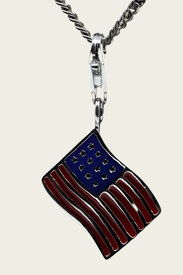 Zilveren Amerikaanse vlag USA Stars and stripes hanger en/of bedel