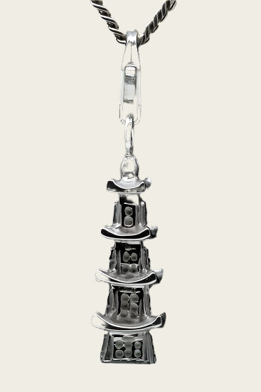 Zilveren Pagode hanger en/of bedel