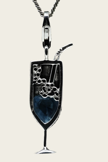 Zilveren Cocktailglas hanger en/of bedel