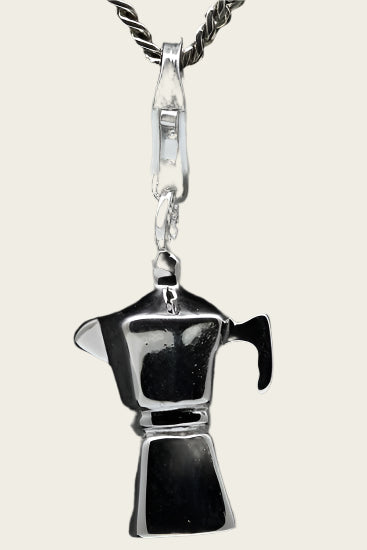 Zilveren Espresso koffiekan hanger en/of bedel