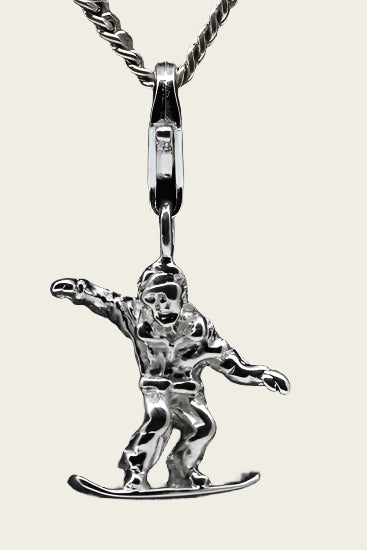Zilveren Snowboarder hanger en/of bedel