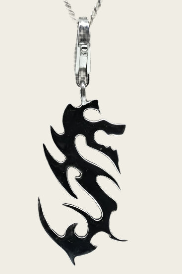 Zilveren Draak abstract hanger en/of bedel