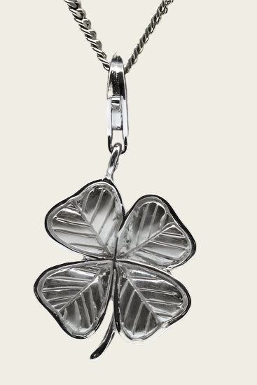 Zilveren Klaver 4 groot hanger en/of bedel