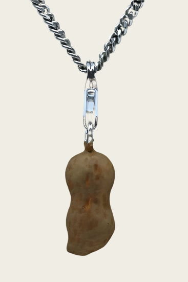 Zilveren Pinda bruin hanger en/of bedel