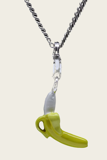 Zilveren Banaan open gepeld hanger en/of bedel