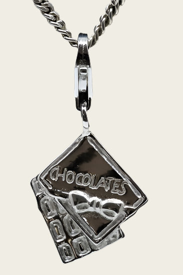Zilveren Chocolade reep hanger en/of bedel