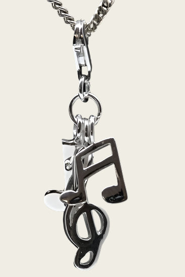 Zilveren Muzieknoten en sleutel hanger en/of bedel
