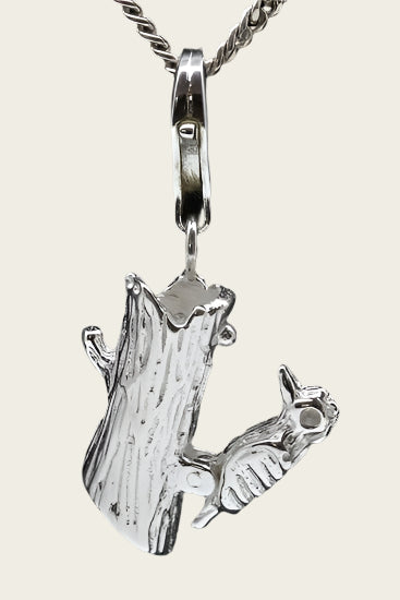 Silver Woodpecker on tree trunk pendant and/or charm