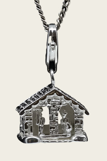 Silver Weather House - House with couple pendant and/or charm