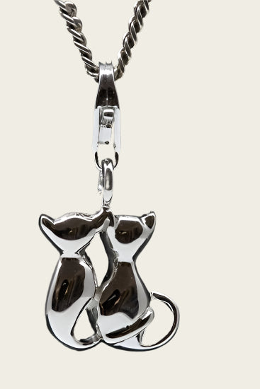 Silver Cat Couple small pendant and/or charm