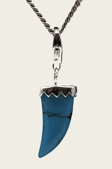 Zilveren Tand turquoise hanger en/of bedel