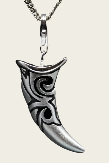 Zilveren Tand inleg onyx hanger en/of bedel