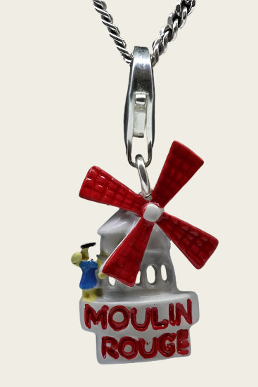 Zilveren Moulin Rouge rood/wit hanger en/of bedel