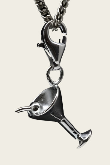 Zilveren Cocktail glas hanger en/of bedel