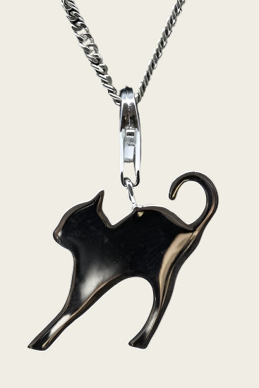 Zilveren Kat abstract hanger en/of bedel
