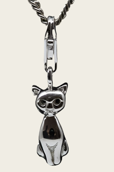 Zilveren Kat zittend hanger en/of bedel