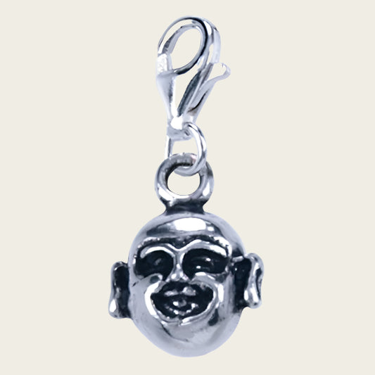 Zilveren Hotei hoofd hanger en/of bedel