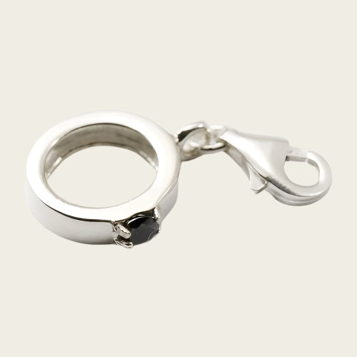Zilveren Kristalgeslepen Ring zwart hanger en/of bedel