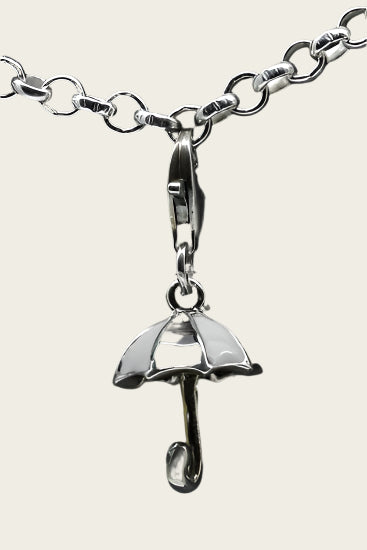 Zilveren Paraplu zwart/wit hanger en/of bedel