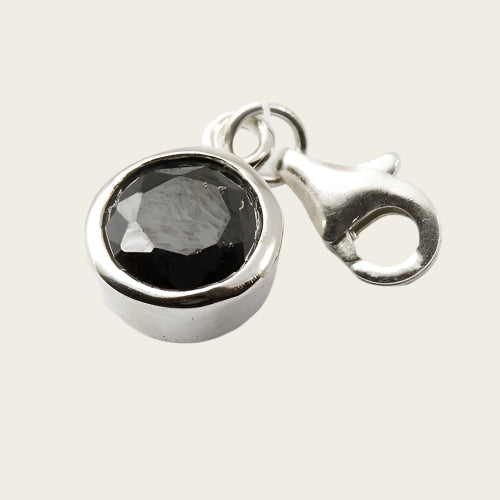 Zilveren Kristalgeslepen knop zwart hanger en/of bedel