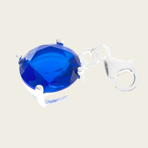 Zilveren Kristalgeslepen blauwe knop hanger en/of bedel