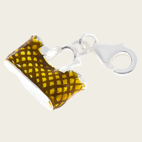 Zilveren Handtas oranje emaille hanger en/of bedel