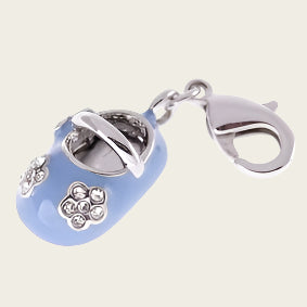 Zilveren Babyschoen blauw hanger en/of bedel
