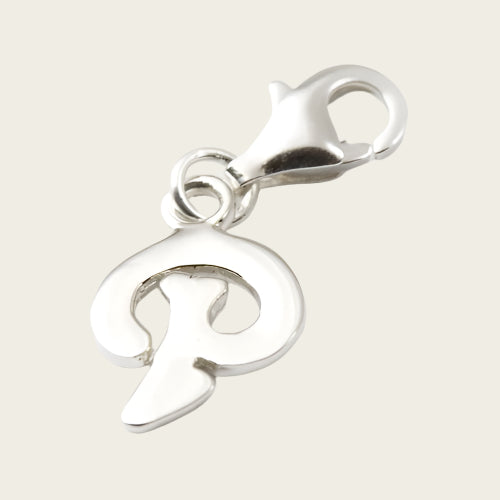 Zilveren Letter P hanger en/of bedel