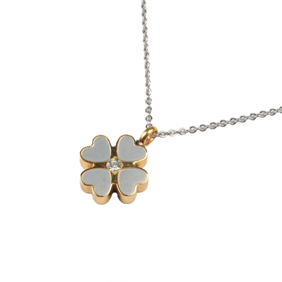 RVS assieraad Klaver 4 goud/zilver design herdenkings hanger