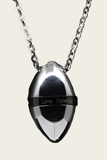Stainless Steel Ash & Remembrance Egg Shape with Black Ring Love Forever Necklace Pendant