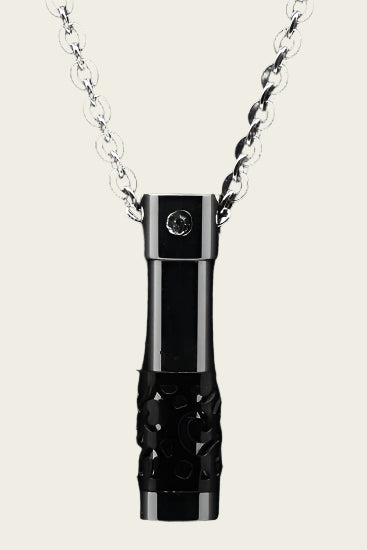 Stainless Steel Ash & Remembrance Tube Only Love Ring Black Chain Pendant - Small