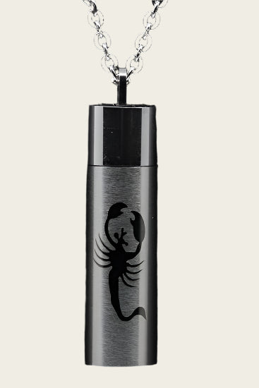 Stainless Steel Ash & Remembrance Tube Matte/Gloss with Scorpion Chain Pendant
