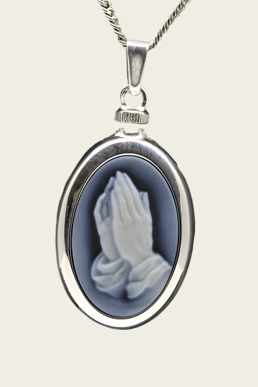 Silver Hands Praying Large Ash Pendant