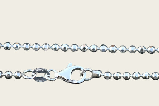 Zilveren ketting Bolletjes geslepen - 3. Middel - dikte 2,2 mm - 70/80/90 cm