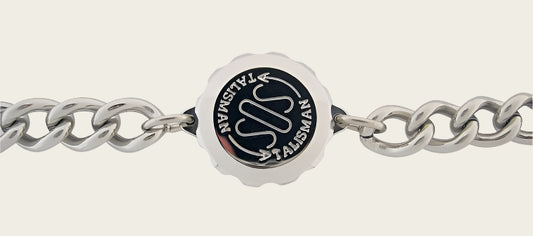 Verchroomde SOS Talisman armband - breed - 21 cm