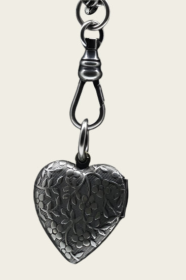 Fotomedaillon Hart met bloemen 2 foto's ketting hanger zwaar verzilverd
