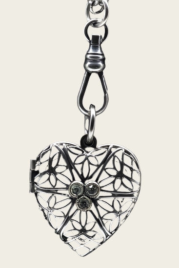 Foto medaillon Bloemenhart 2 foto's ketting hanger zwaar verzilverd