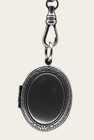 Foto medaillon Ovaal bewerkte rand 2 foto's ketting hanger zwaar verzilverd