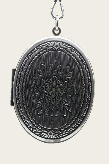 Foto medaillon Ovaal fantasy 2 foto's ketting hanger zwaar verzilverd