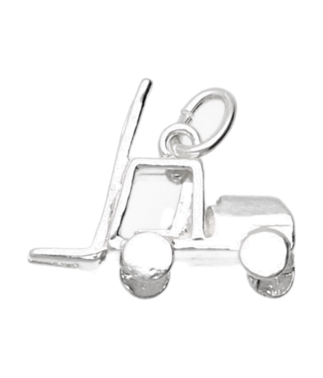 Zilveren Heftruck ketting hanger
