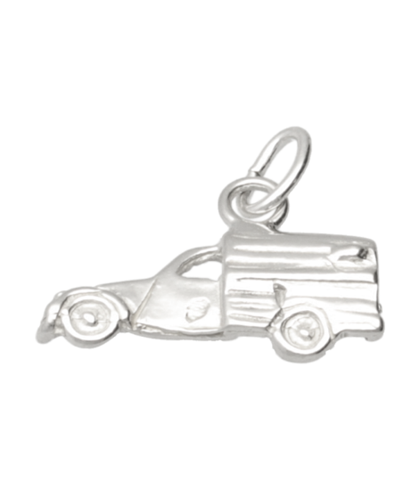 Zilveren Lelijk eend bestelauto ketting hanger