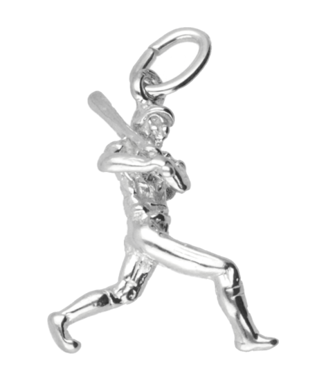 Zilveren Honkbal slagman ketting hanger